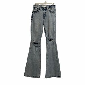 Willow+Root Jeans Blue Flared Out 70s Distressed Light Acid Wash Sz 25
